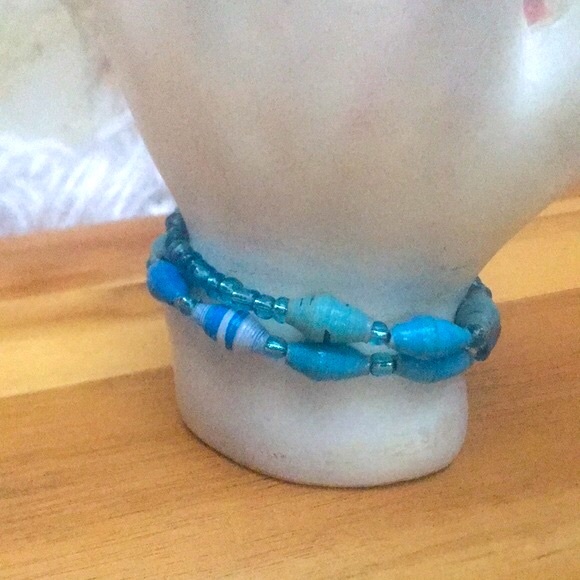 Handcrafted Stretch Recycled Paper Bead Bracelets - Picture 1 of 5
